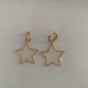 ALV Jewels gold and white star earrings